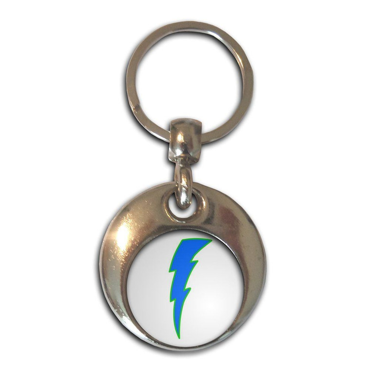 Lightning Bolt Blue - Round Metal Key Ring