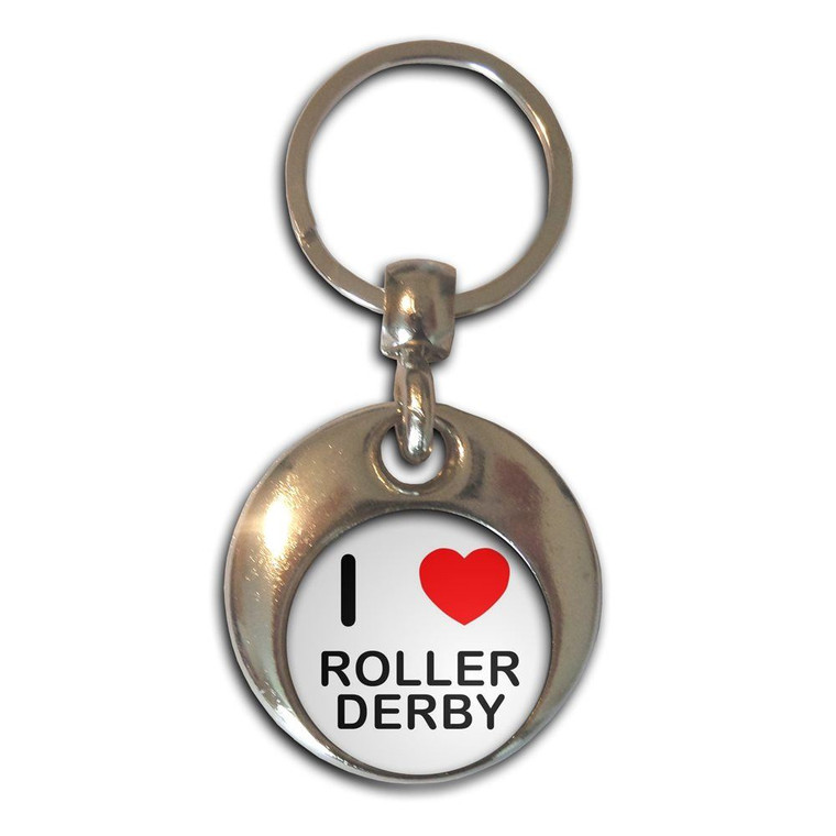 I Love Roller Derby - Round Metal Key Ring