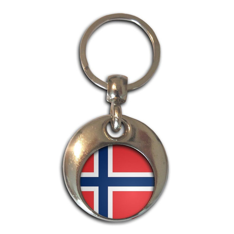 Norway Flag - Round Metal Key Ring