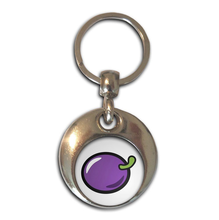 Fruit Machine Plum - Round Metal Key Ring