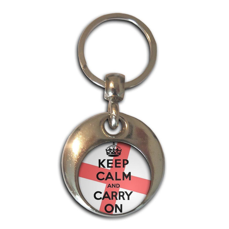 England Keep Calm and Carry On - Round Metal Key Ring