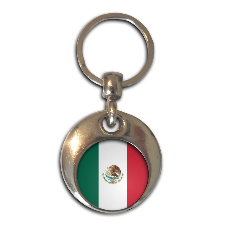 Mexico Flag - Round Metal Key Ring