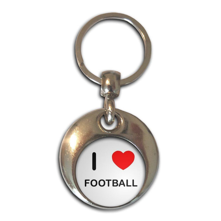 I Love Heart Football - Round Metal Key Ring