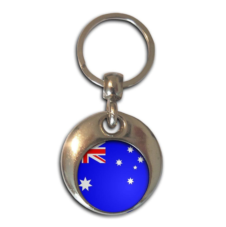 Australia Flag - Round Metal Key Ring