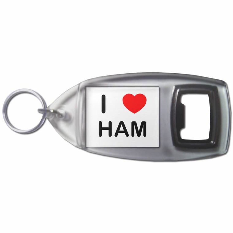 I Love Ham - Plastic Key Ring Bottle Opener
