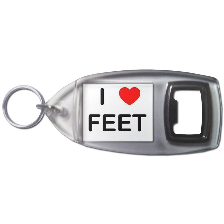 I Love Feet - Plastic Key Ring Bottle Opener