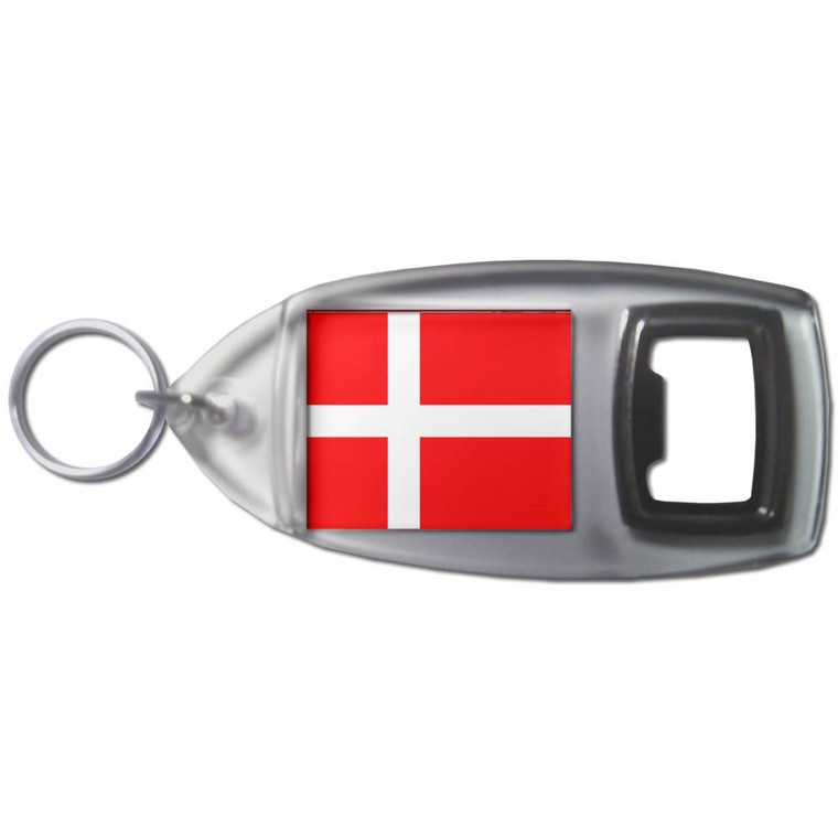 Denmark Flag - Plastic Key Ring Bottle Opener