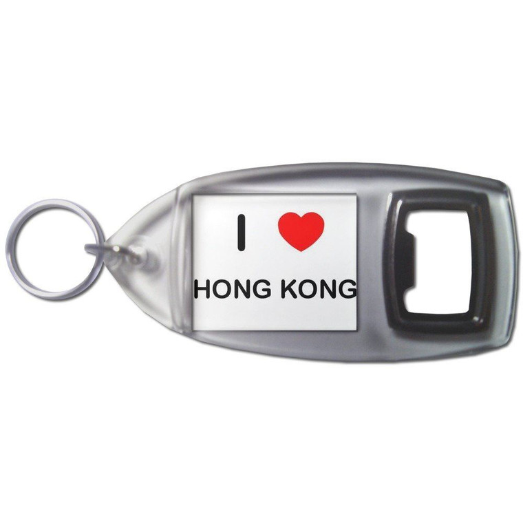 I Love Hong Kong - Plastic Key Ring Bottle Opener