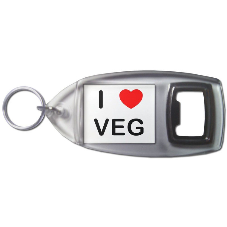 I Love Veg - Plastic Key Ring Bottle Opener