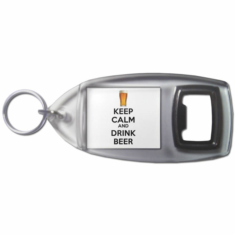 Keep Calm and Drink Beer - Plastic Key Ring Bottle Opener