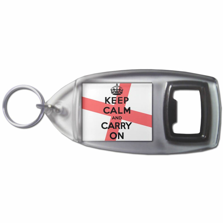 England Keep Calm and Carry On - Plastic Key Ring Bottle Opener