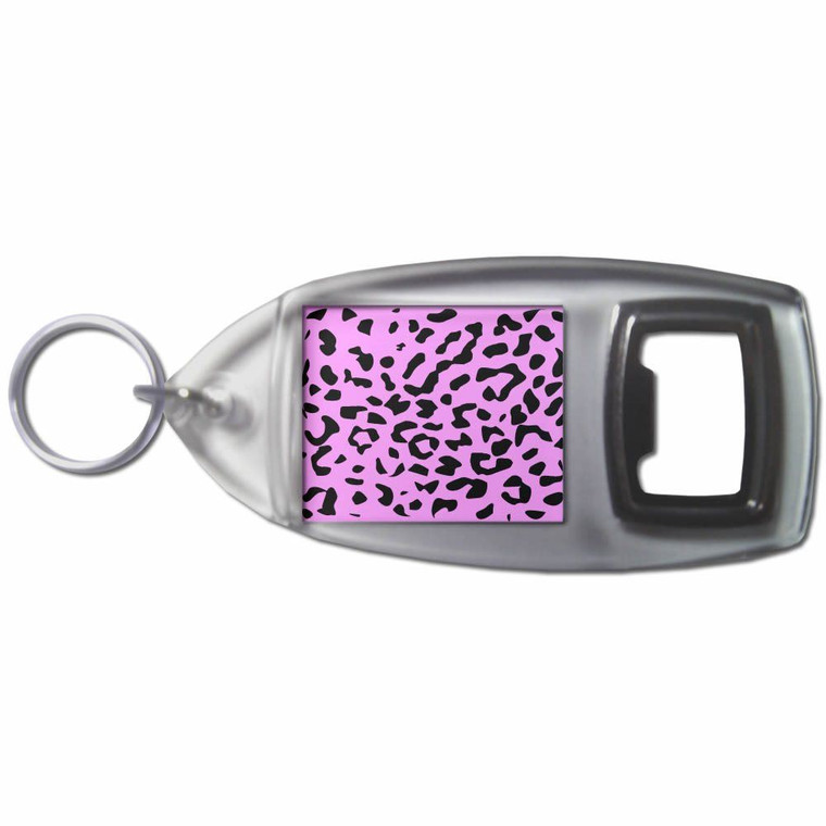 Pink Leopard Print - Plastic Key Ring Bottle Opener