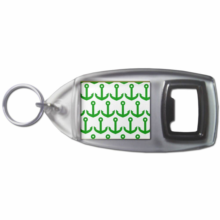 Anchor Green Pattern - Plastic Key Ring Bottle Opener