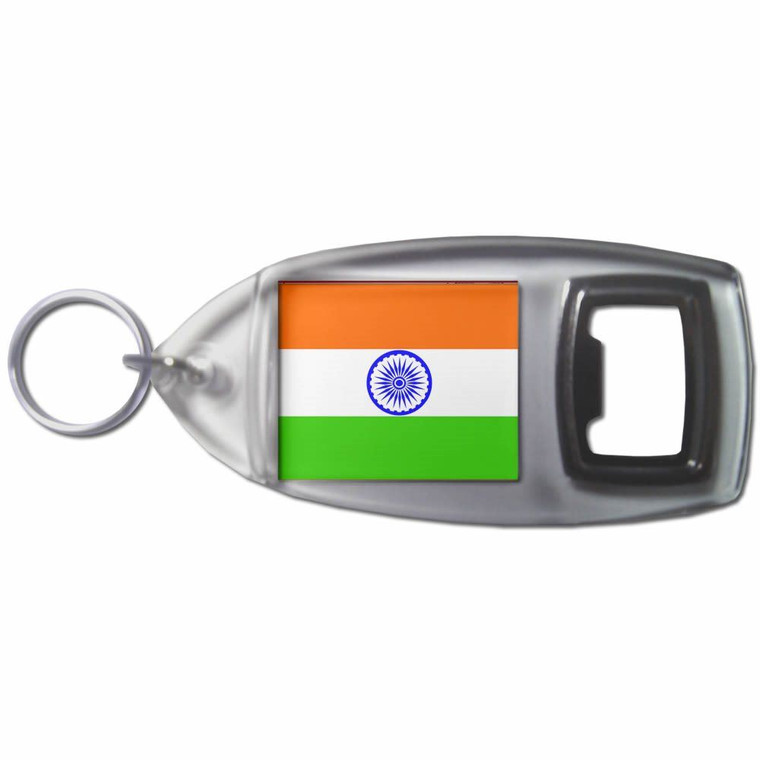 India Flag - Plastic Key Ring Bottle Opener