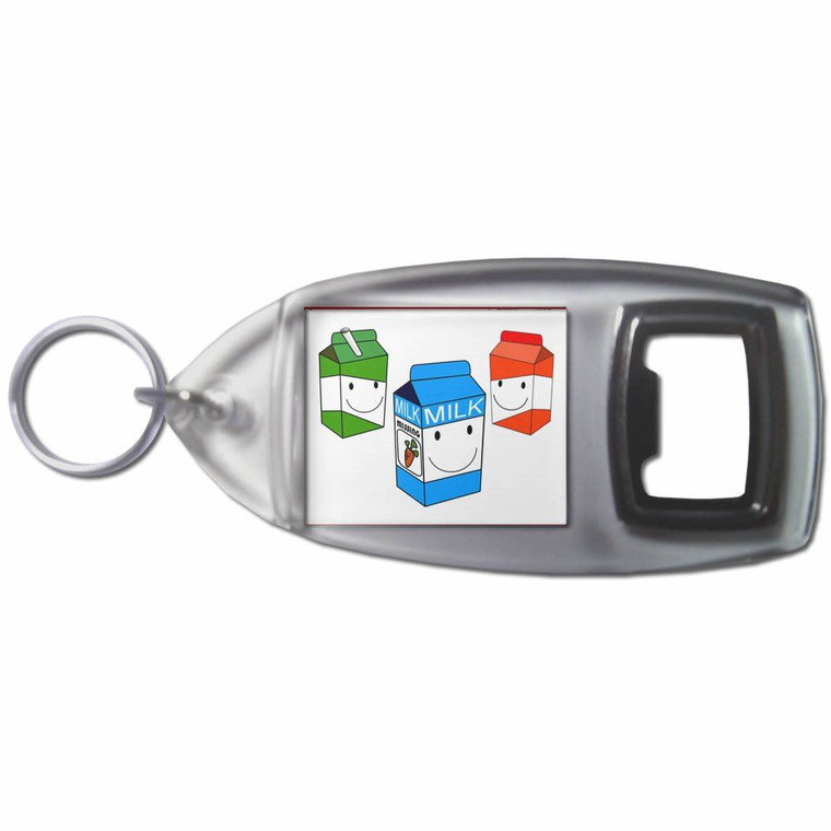 Milk & Juice Cartons - Plastic Key Ring Bottle Opener