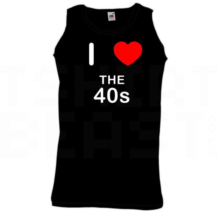 I Love Heart The 40's - Quality Printed Cotton Gym Vest