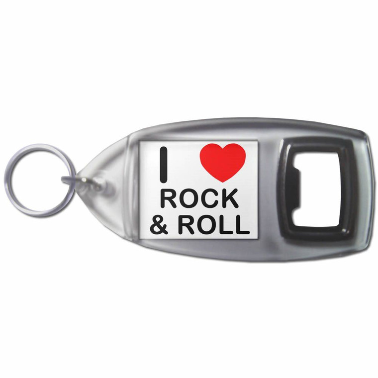 I Love Rock and Roll - Plastic Key Ring Bottle Opener
