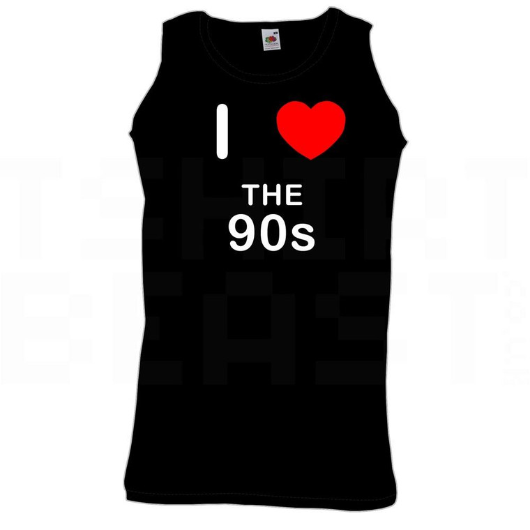 I Love Heart The 90's - Quality Printed Cotton Gym Vest