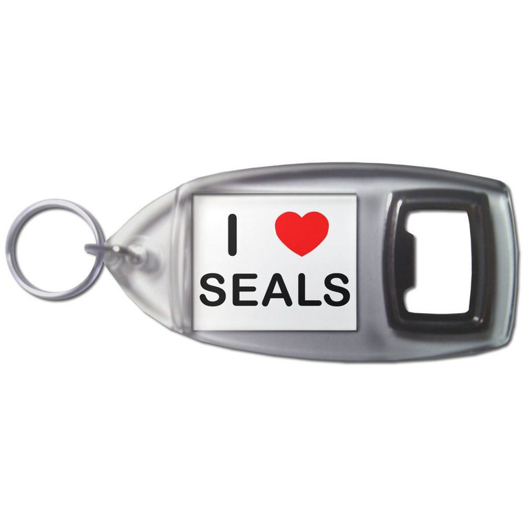 I Love Seals - Plastic Key Ring Bottle Opener