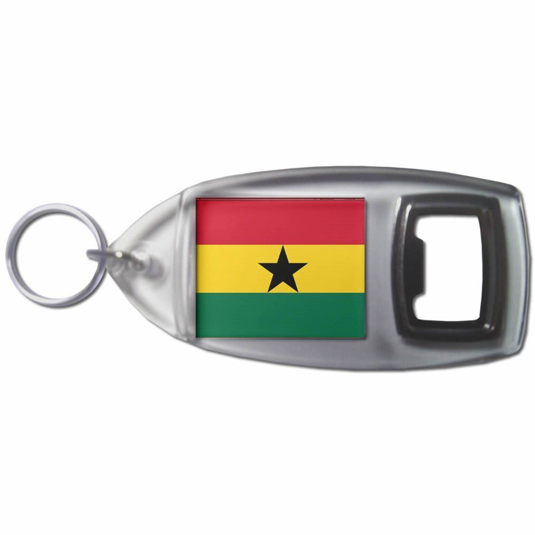 Ghana Flag - Plastic Key Ring Bottle Opener