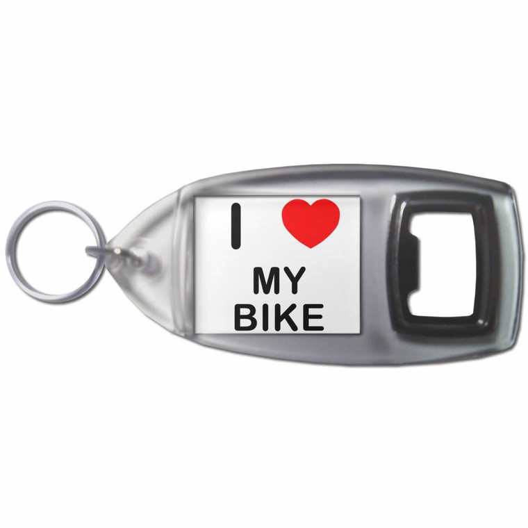 I Love My Bike - Plastic Key Ring Bottle Opener