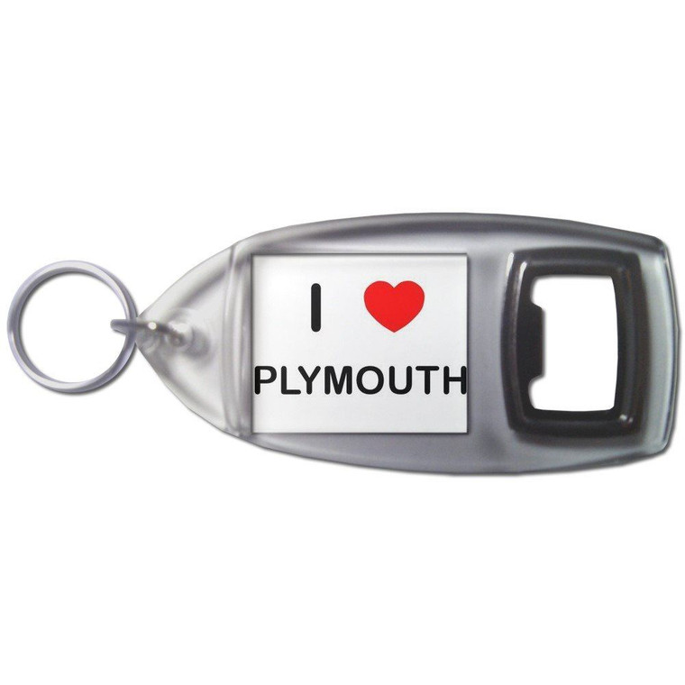 I Love Plymouth - Plastic Key Ring Bottle Opener