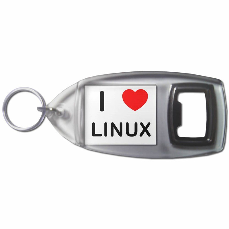 I Love Linux - Plastic Key Ring Bottle Opener