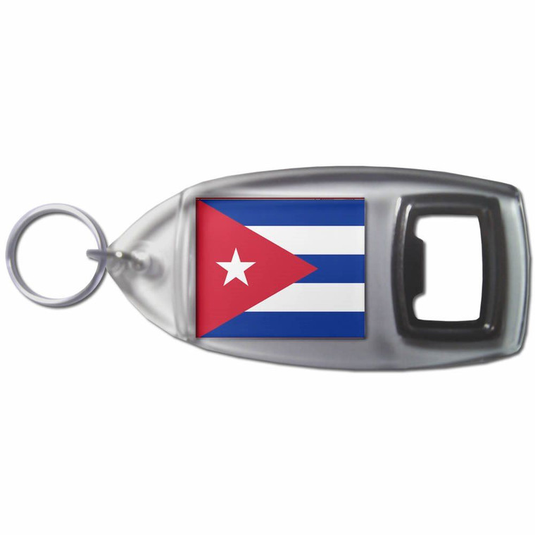 Cuba Flag - Plastic Key Ring Bottle Opener