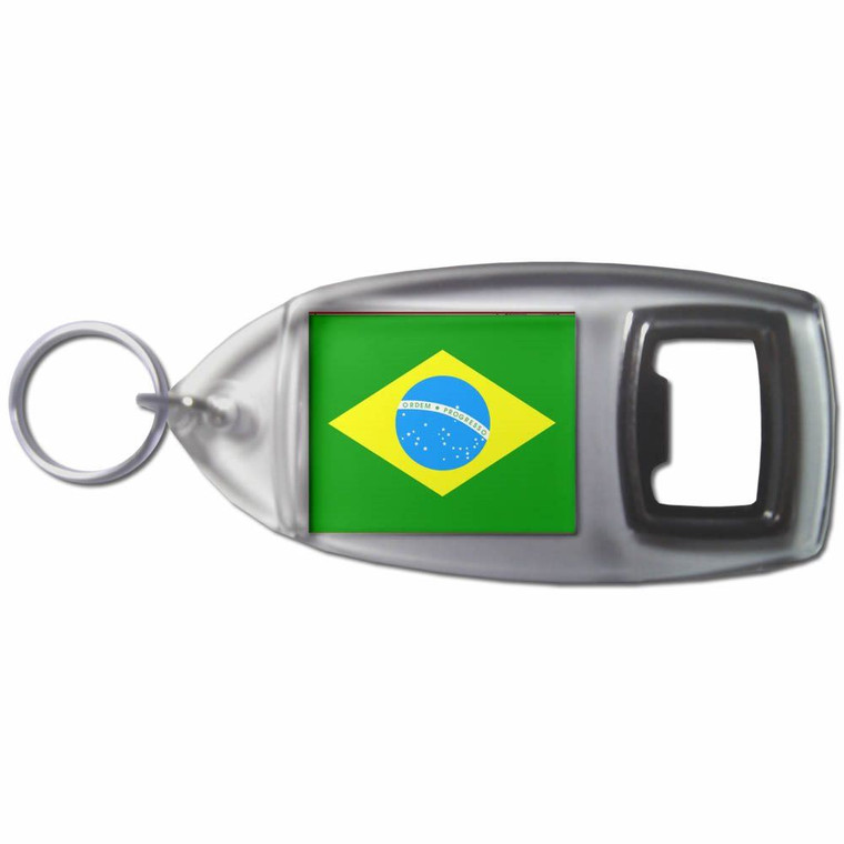 Brazil Flag - Plastic Key Ring Bottle Opener