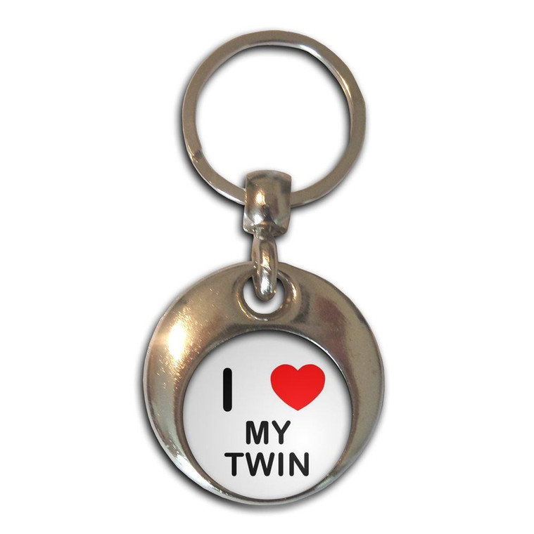 I Love My Twin - Round Metal Key Ring