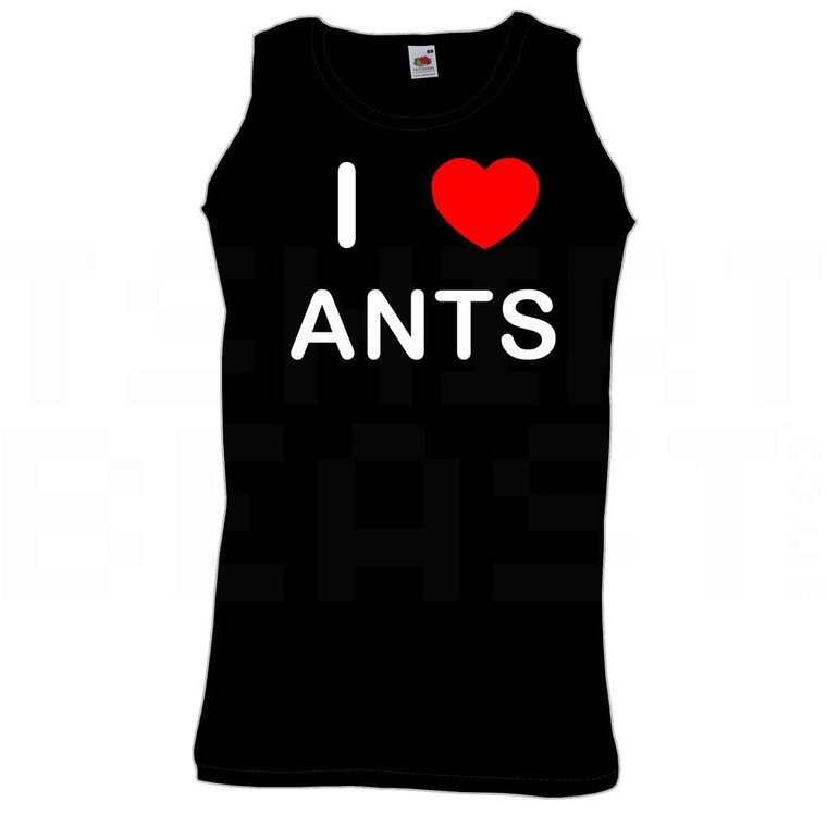I Love Heart Ants - Quality Printed Cotton Gym Vest