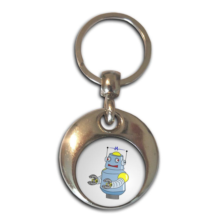 White Boy Robot - Round Metal Key Ring