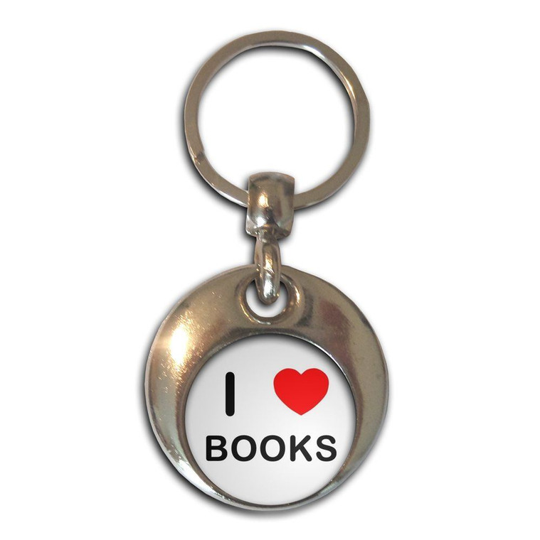I Love Books - Round Metal Key Ring