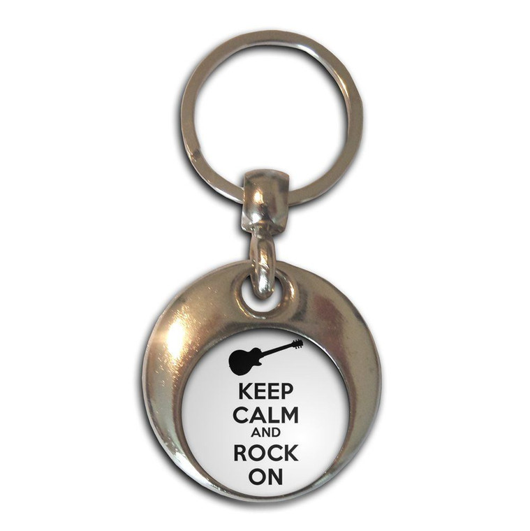 Keep Calm and Rock On - Round Metal Key Ring