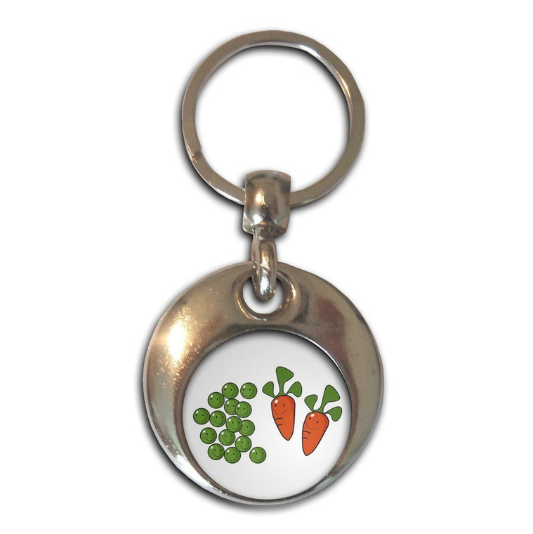 Peas and Carrots - Round Metal Key Ring