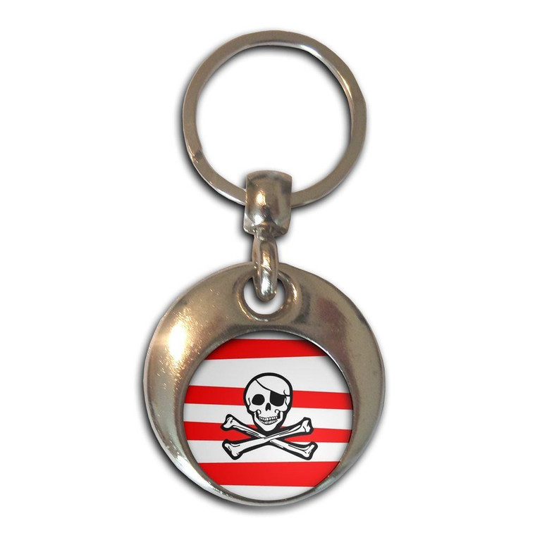 Jolly Roger Stripey - Round Metal Key Ring