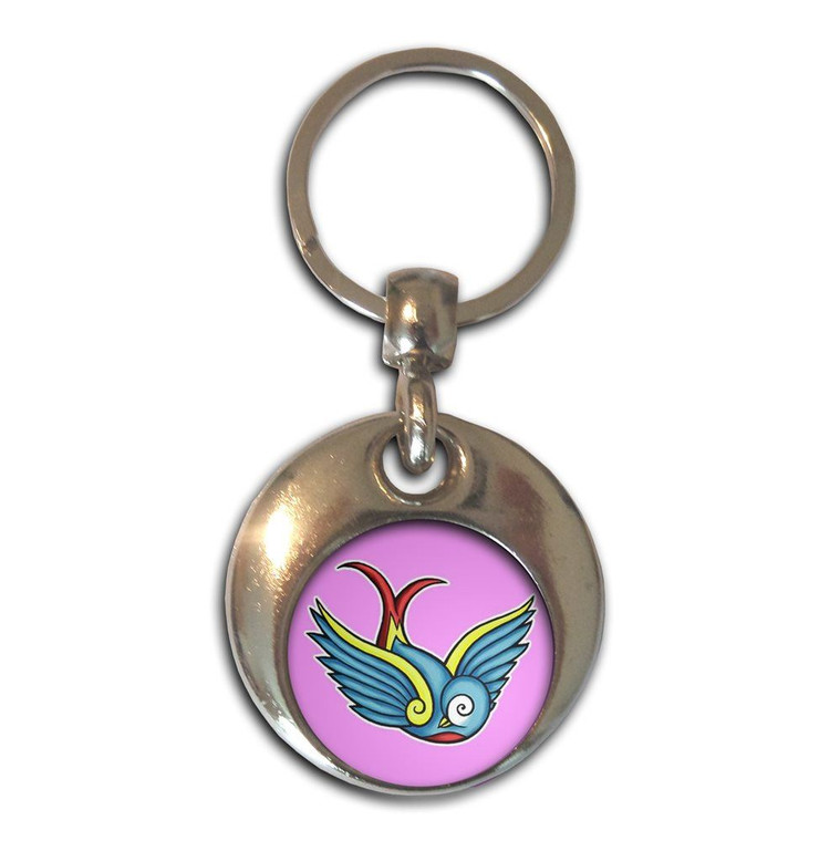 Swallow - Round Metal Key Ring