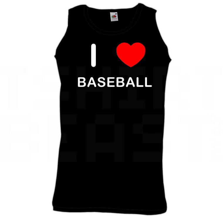 I Love Heart Baseball - Quality Printed Cotton Gym Vest