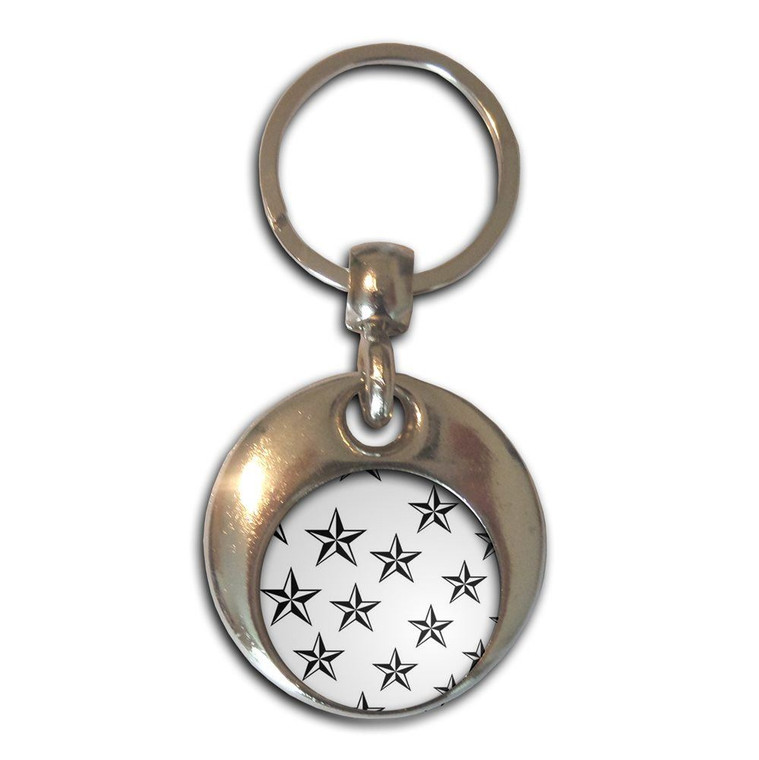 Nautical Stars - Round Metal Key Ring