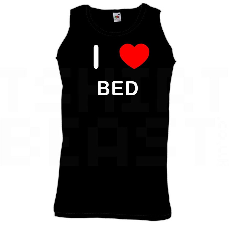 I Love Heart Bed - Quality Printed Cotton Gym Vest