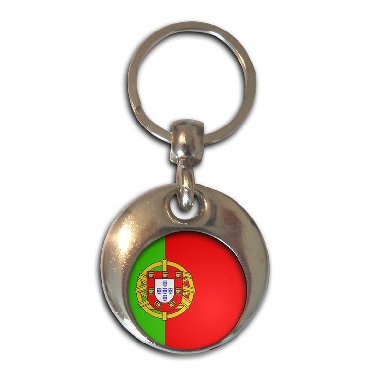 Portugal Flag - Round Metal Key Ring