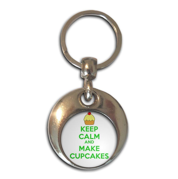 Keep Calm and Make Cupcakes - Round Metal Key Ring