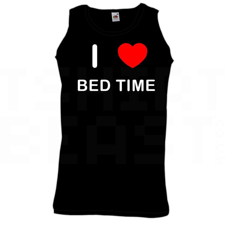 I Love Heart Bed Time - Quality Printed Cotton Gym Vest