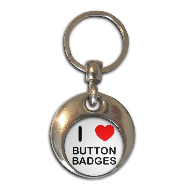 I Love Button Badges - Round Metal Key Ring