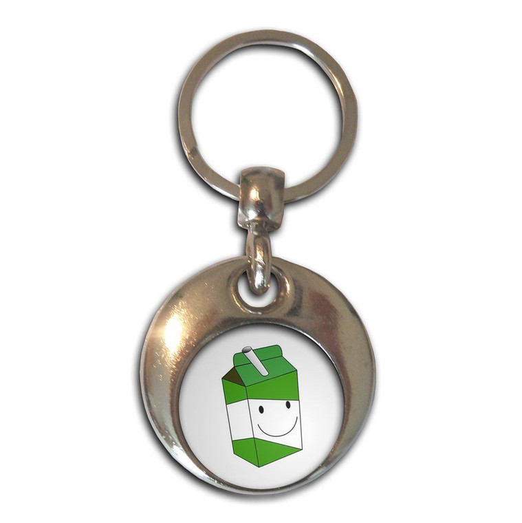 Apple Juice Carton - Round Metal Key Ring