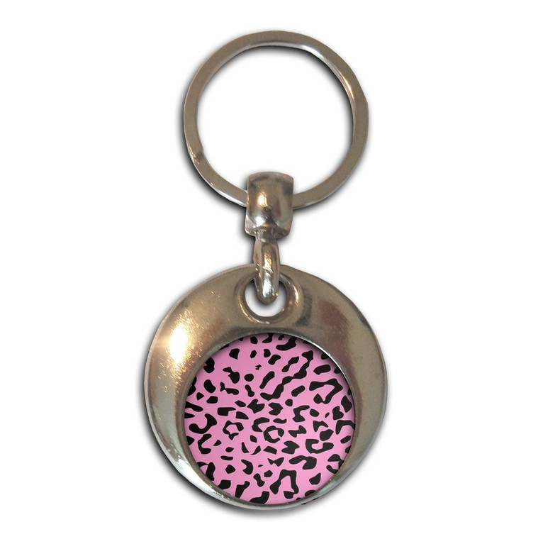Pink Leopard Print - Round Metal Key Ring