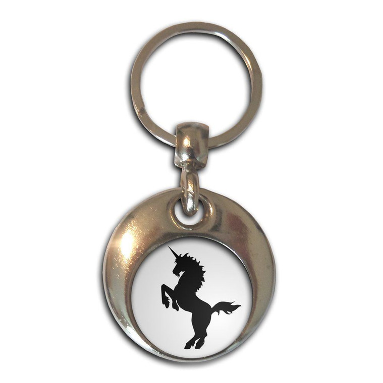Unicorn Silhouette - Round Metal Key Ring