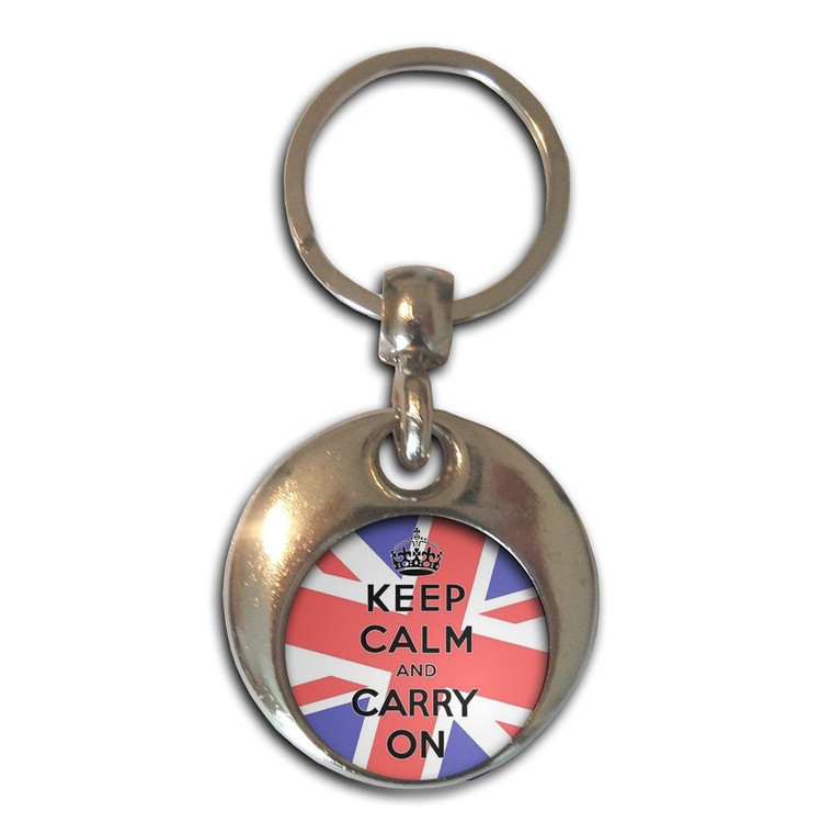 UK Keep Calm and Carry On - Round Metal Key Ring