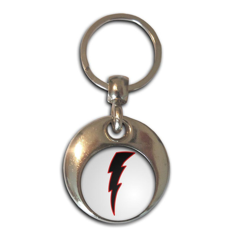 Lightning Bolt Black - Round Metal Key Ring