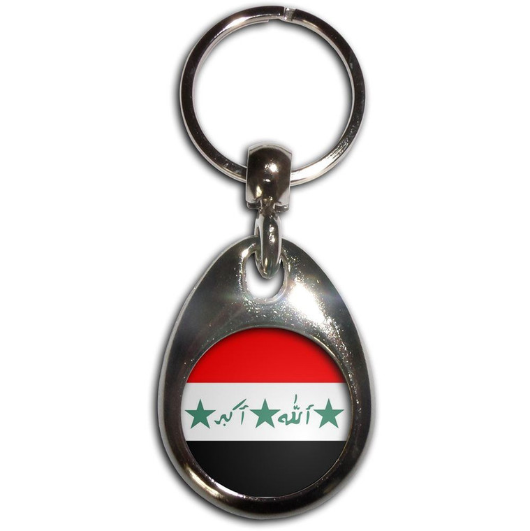 Iraq Flag - Tear Drop Metal Key Ring